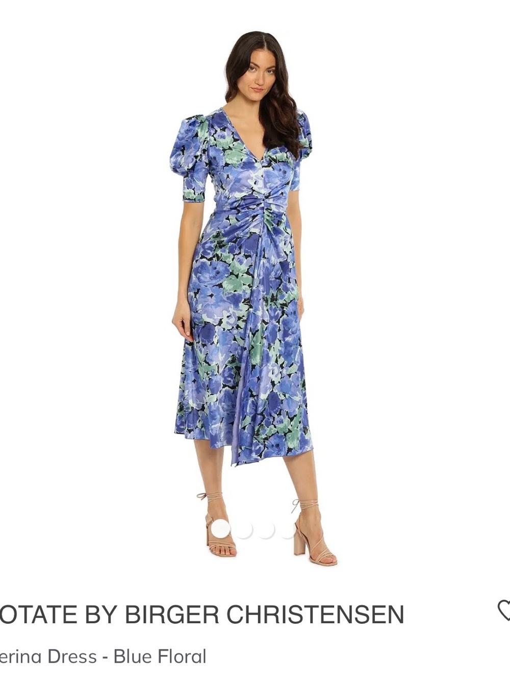 ROTATE BIRGER CHRISTENSEN Blue Floral Twist-Waist SIERINA DRESS